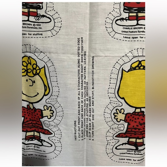 Vintage Peanuts Gang Fabric Panel Charlie Brown Snoopy Lucy Linus Sally - Picture 5 of 9